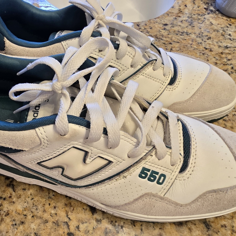 New Balance White and Green Sneakers Classic Design